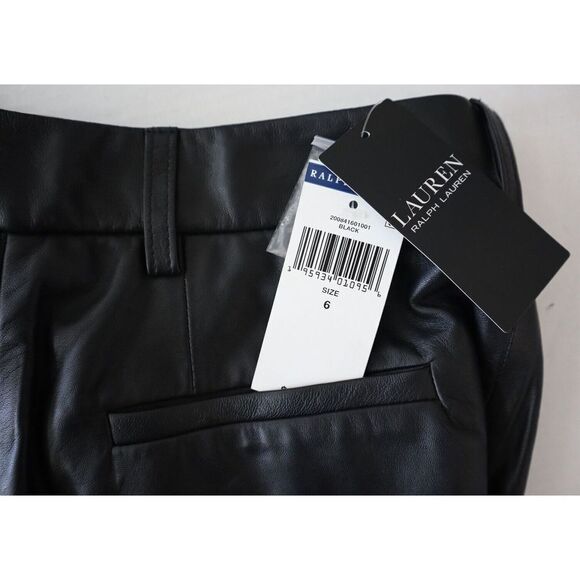 Lauren Ralph Lauren Women's Sz 6 Black Lamb Leather Cropped High Rise Pants - Picture 11 of 13